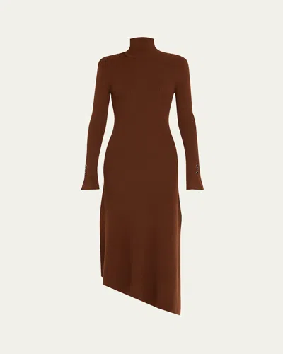 A.l.c Jett Merino Turtleneck Midi Dress In Brown