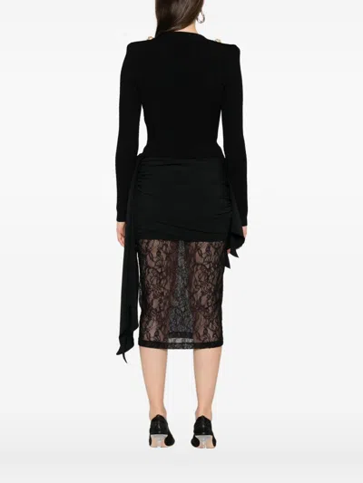 Balmain Black Twisted Knit Long-sleeved Cardigan Women