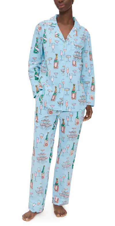 Printfresh Champagne Tower Long Pj Set Soft Blue In Blue