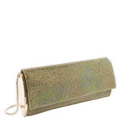 Benedetta Bruzziches Chain Strap Rectangular Shoulder Bag With Rhinestone Embellishment In Green