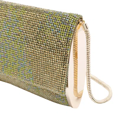 Benedetta Bruzziches Chain Strap Rectangular Shoulder Bag With Rhinestone Embellishment In Green