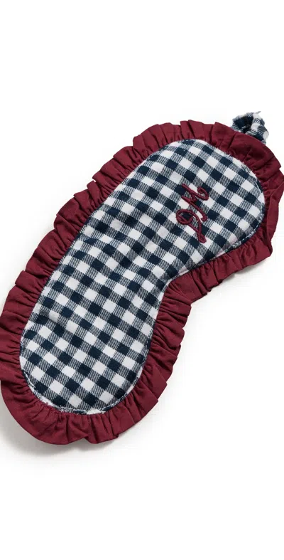 Damson Madder Damson Pajama Eye Mask Navy Gingham In Blue