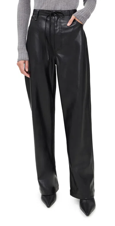 Rag & Bone Phoebe Faux Leather Draw Cord Pants Black In Black