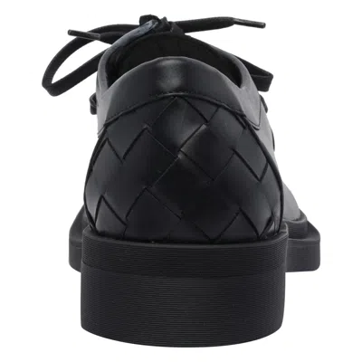 Bottega Veneta Round Toe Lace-up Shoes With Rubber Sole In Black