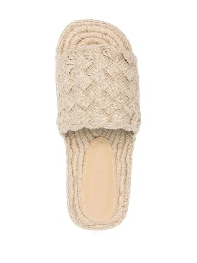 Bottega Veneta Jacket Intreccio Jute Espadrille Slides In Neutral