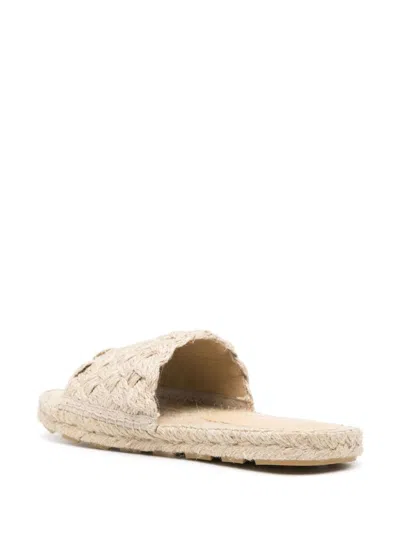 Bottega Veneta Jacket Intreccio Jute Espadrille Slides In Neutral