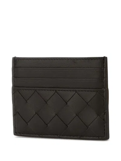 Bottega Veneta Intricately Woven Black Card Holder With Six Slots