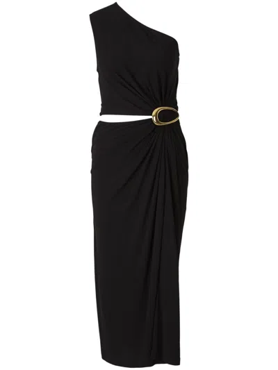 Bottega Veneta Draped One-shoulder Midi Dress In Multi