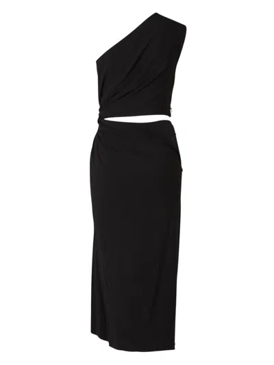 Bottega Veneta Draped One-shoulder Midi Dress In Multi