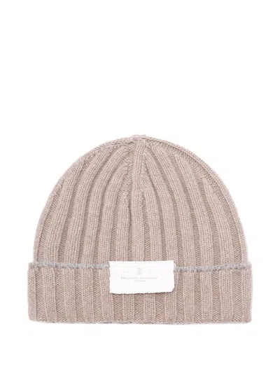Brunello Cucinelli Cashmere Beanie Hat In Brown