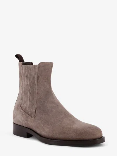 Brunello Cucinelli Men Chelsea Boot Suede Ankle Boots In Gray
