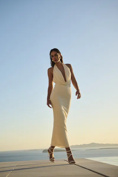 Bardot Nola Sequin Cowl Maxi Dress In Yellow