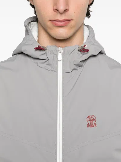 Brunello Cucinelli Men Light Grey Nylon Vest, L Luxury Jackets For Men Darveys In Animal Print