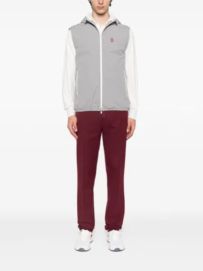 Brunello Cucinelli Men Light Grey Nylon Vest, L Luxury Jackets For Men Darveys In Animal Print