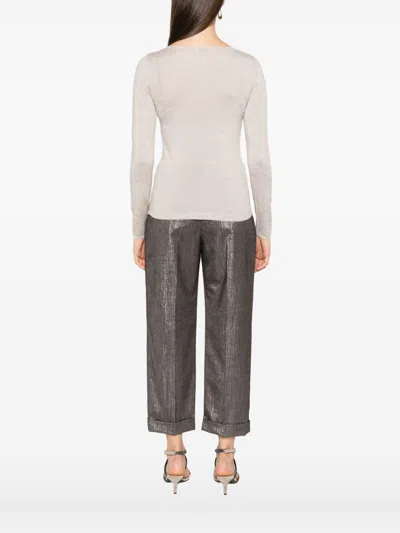 Brunello Cucinelli Boat-neck Cashmere-silk Lightweight Sweater In Multi