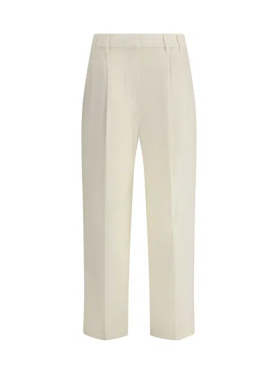 Brunello Cucinelli Sartorial Track Trousers In Virgin Wool Crêpe Fluid Twill In White