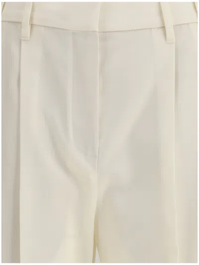 Brunello Cucinelli Sartorial Track Trousers In Virgin Wool Crêpe Fluid Twill In White