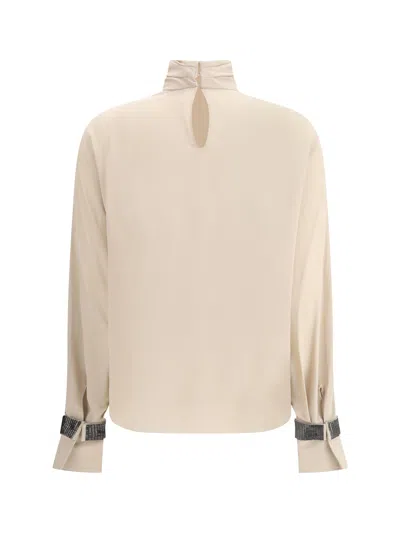 Brunello Cucinelli Turtle Neck Blouse In White