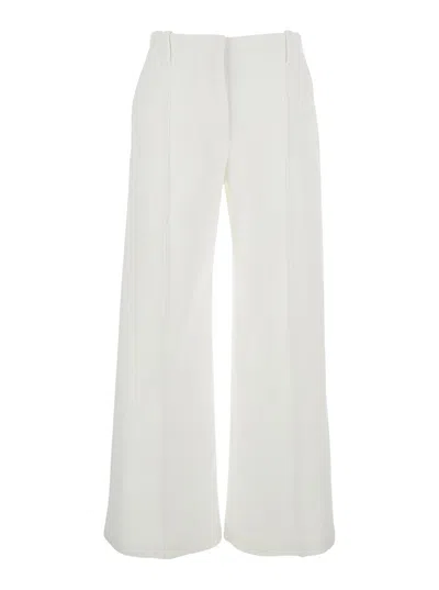 Brunello Cucinelli White Flared Pants With Belt Loops And Monil Detail On The Loop In Cotton Stretch Woman In White