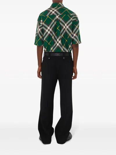 Burberry Check Wool Short Sleeve Shirt In Multicolor