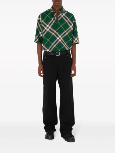 Burberry Check Wool Short Sleeve Shirt In Multicolor