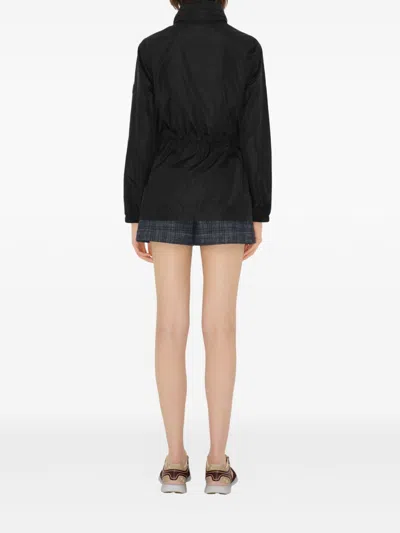 Burberry Nylon Parka With Elastic Cuffs And High Collar In Multi