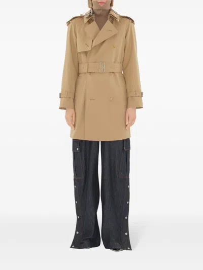 Burberry Check Collar Long Castleford Trench Coat In Multi