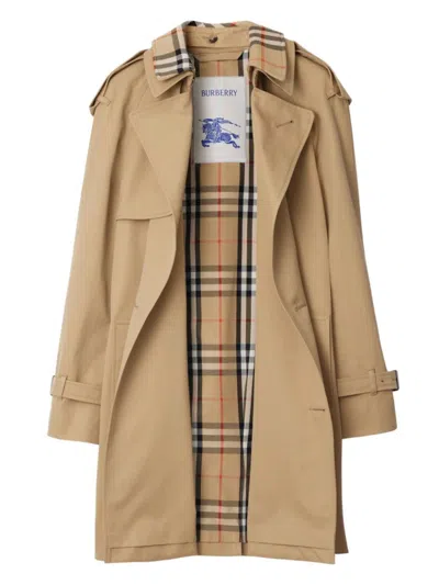 Burberry Check Collar Long Castleford Trench Coat In Multi