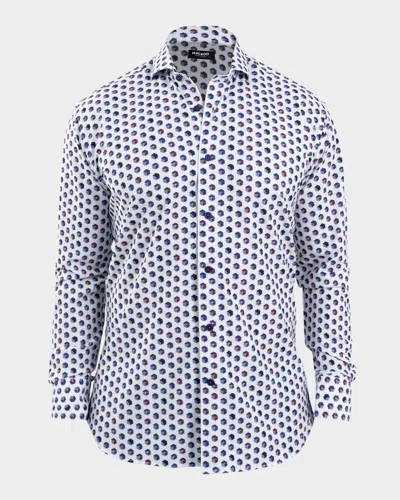 Maceoo Einstein Cuboid Print Stretch Button-up Shirt In Multi