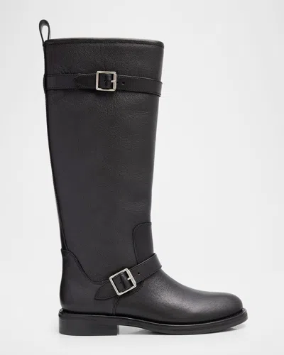 Simkhai Noah Buckled Full-grain Leather Knee Boots In Multi