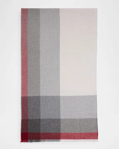 Brunello Cucinelli Men's Uneven Plaid Wool-cashmere Scarf In Neutral