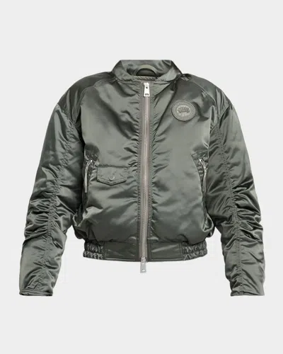 Canada Goose Jade Down Satin Bomber Jacket In Green