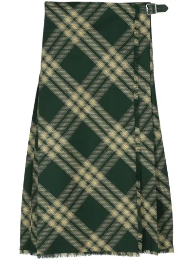 Burberry Maxi Kilt With Check Pattern In Multi