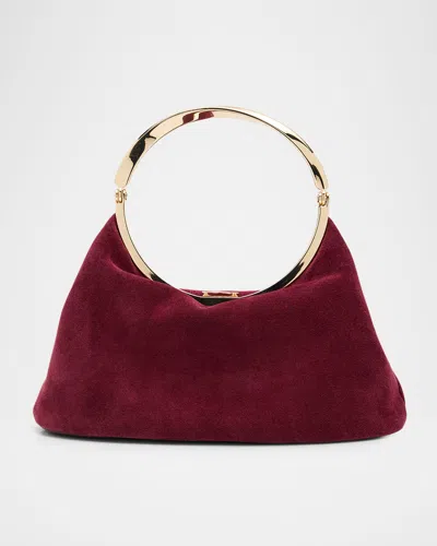 Simkhai Luca Slouchy Suede Twisted Top-handle Bag In Red