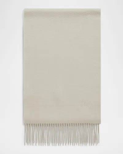 Brioni Men's Cashmere Tonal Logo Rectangle Scarf In Neutral