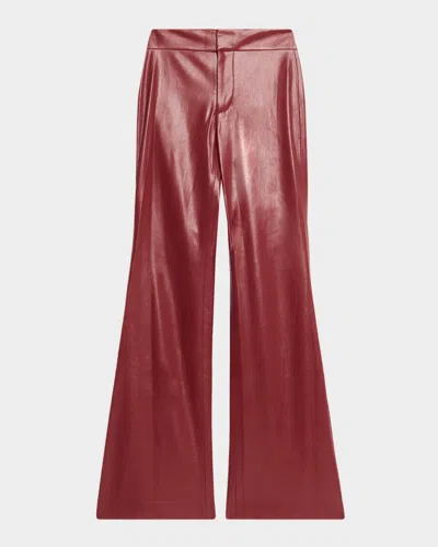 Alice And Olivia Andrew Vegan Leather Bootcut Pants In Brown