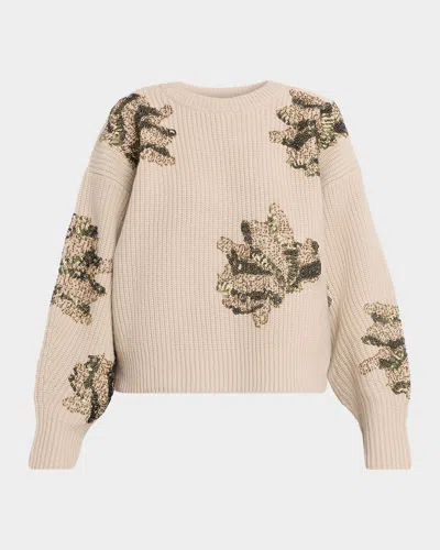 Rag & Bone Julie Sequin Detail Wool Sweater In Neutral