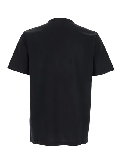 C.p. Company Men Black Crewneck T-shirt With Logo Lettering On The Front In Cotton Man In Black