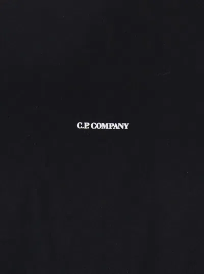 C.p. Company Men Black Crewneck T-shirt With Logo Lettering On The Front In Cotton Man In Black