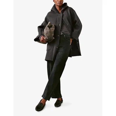 The White Company S Graphite Hooded Double-faced Wool-blend Coat In Gray