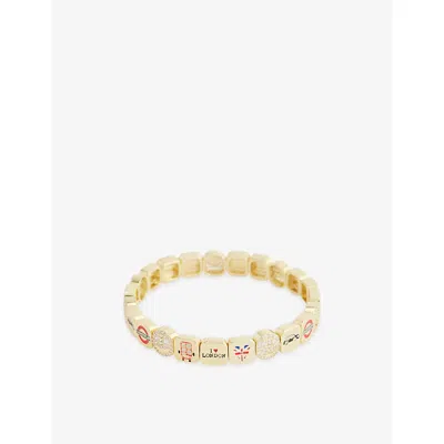 Lisa Gozlan Womens London 18ct Yellow-gold Plated And Cubic Zirconia Stoned Bracelet In Gold