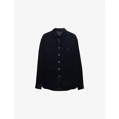Prada Men's Cashmere And Cotton Corduroy Snap-front Overshirt In Multi