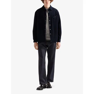 Prada Men's Cashmere And Cotton Corduroy Snap-front Overshirt In Multi