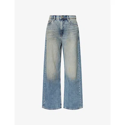 Good American Womens Indigo1001 Good Standard Baggy Denim-blend Jeans In Blue