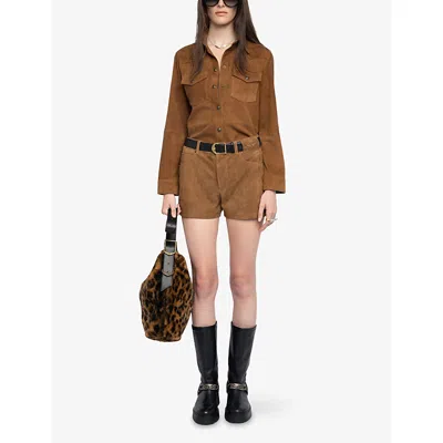 Zadig & Voltaire Womens Daim Thelma Patch-pocket Suede Shirt Xs In Brown