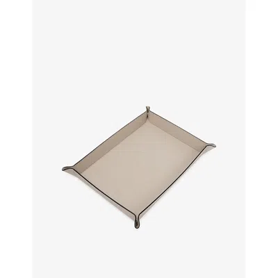 Smythson Sandstone Panama Large Rectangular Trinket Tray In Brown