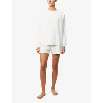 Derek Rose Womens White Quinn Adjustable-waist Cotton Blend Sweat Shorts In White