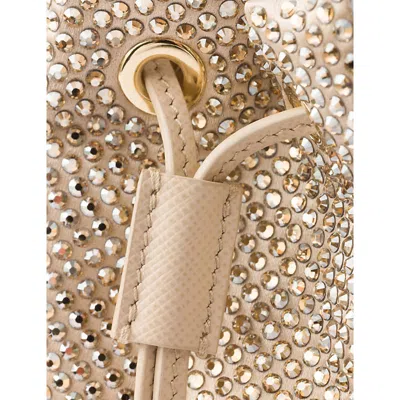 Prada Crystal-embellished Drawstring Bucket Bag In Neutral