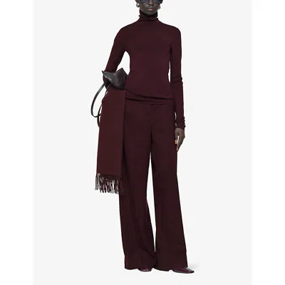 Joseph Womens Maraschino High-neck Long-sleeved Silk-blend Top In Red