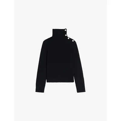 Zadig & Voltaire High-neck Embellished-button Sweater In Black